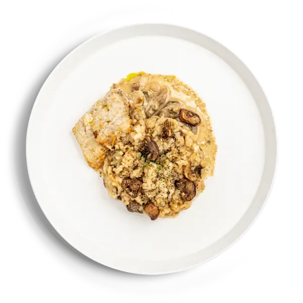 Wild Halibut with Forest Risotto
